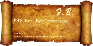 Fábri Bársonyka névjegykártya